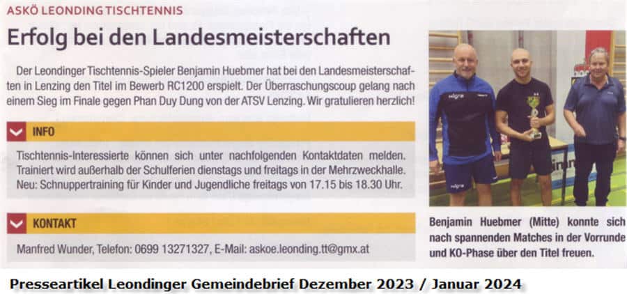 Wie gezielte Werbung und öffentliche Aufmerksamkeit zum Unternehmenserfolg beitragen Tischtennis Leonding | Wie gezielte Werbung und öffentliche Aufmerksamkeit zum Unternehmenserfolg beitragen
