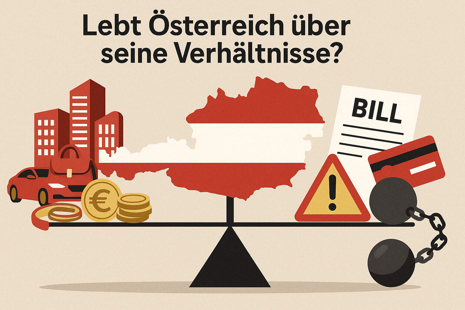 Österreichs wirtschaftliche Balance: Leben wir über unsere Verhältnisse? Finanzielle Sorgen visualisiert.