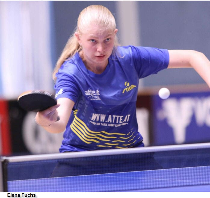 Liu Zhenlong krönt sich dreifach zum U21-Champion. Elena Fuchs beim Tischtennis, konzentriert im Spiel, STIGA-Trikot, Pingpong, österreichische Spielerin.