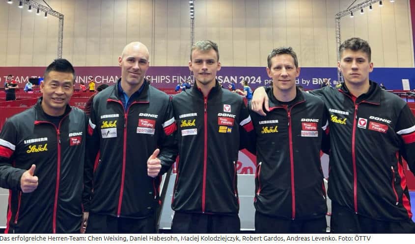 Makellos! ÖTTV-Herren starten mit 3:0 in die Team-WM Team Österreich Tischtennis