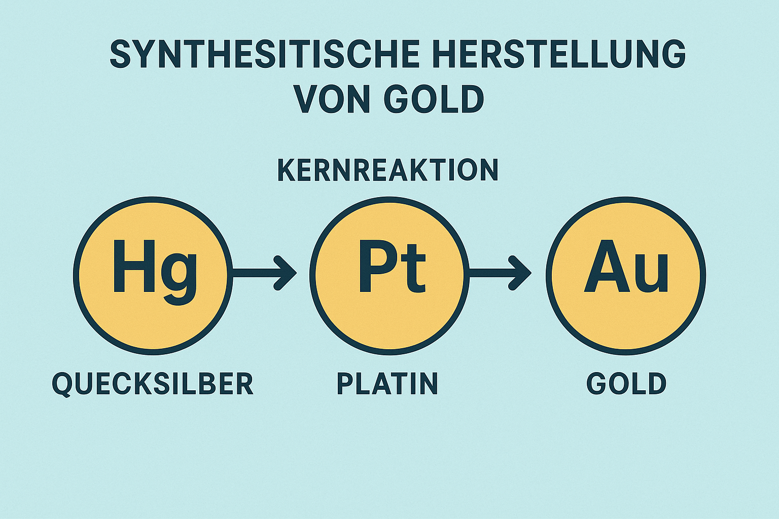 Tischtennis Leonding | Goldherstellung: Von der Alchemie zur modernen Kernphysik Schematische Darstellung der Goldherstellung durch Kernreaktion von Quecksilber über Platin zu Gold.