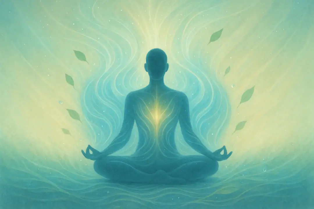 Tischtennis Leonding | Selbstheilungskräfte aktivieren: So hilft dir psychologische Unterstützung bei Heilung und innerer Stärke Meditative Silhouette mit innerem Licht und harmonischen Farben für Selbstheilung und spirituelle Erneuerung.