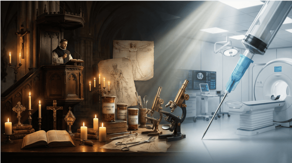 Von der Kanzel zur Nadel: eine kritische Reise durch die Geschichte der Medizin