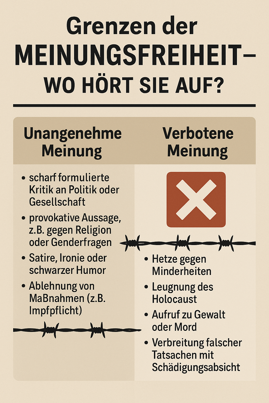 Meinungsfreiheit In Deutschland Was Ist Erlaubt Was Verboten Grenzen der Meinungsfreiheit Infografik: erlaubte und verbotene Meinungen in Deutschland kurz erklärt.