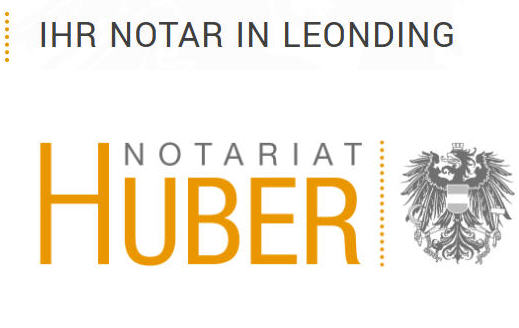 Notariat Huber in Leonding: Professionell, vertrauenswürdig, mit österreichischem Doppeladler.