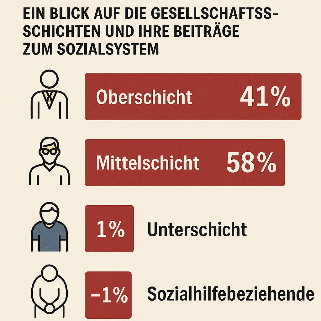 Einfluss der sozialen Schichten auf Österreichs Sozialsystem: Oberschicht, Mittelschicht, Unterschicht.