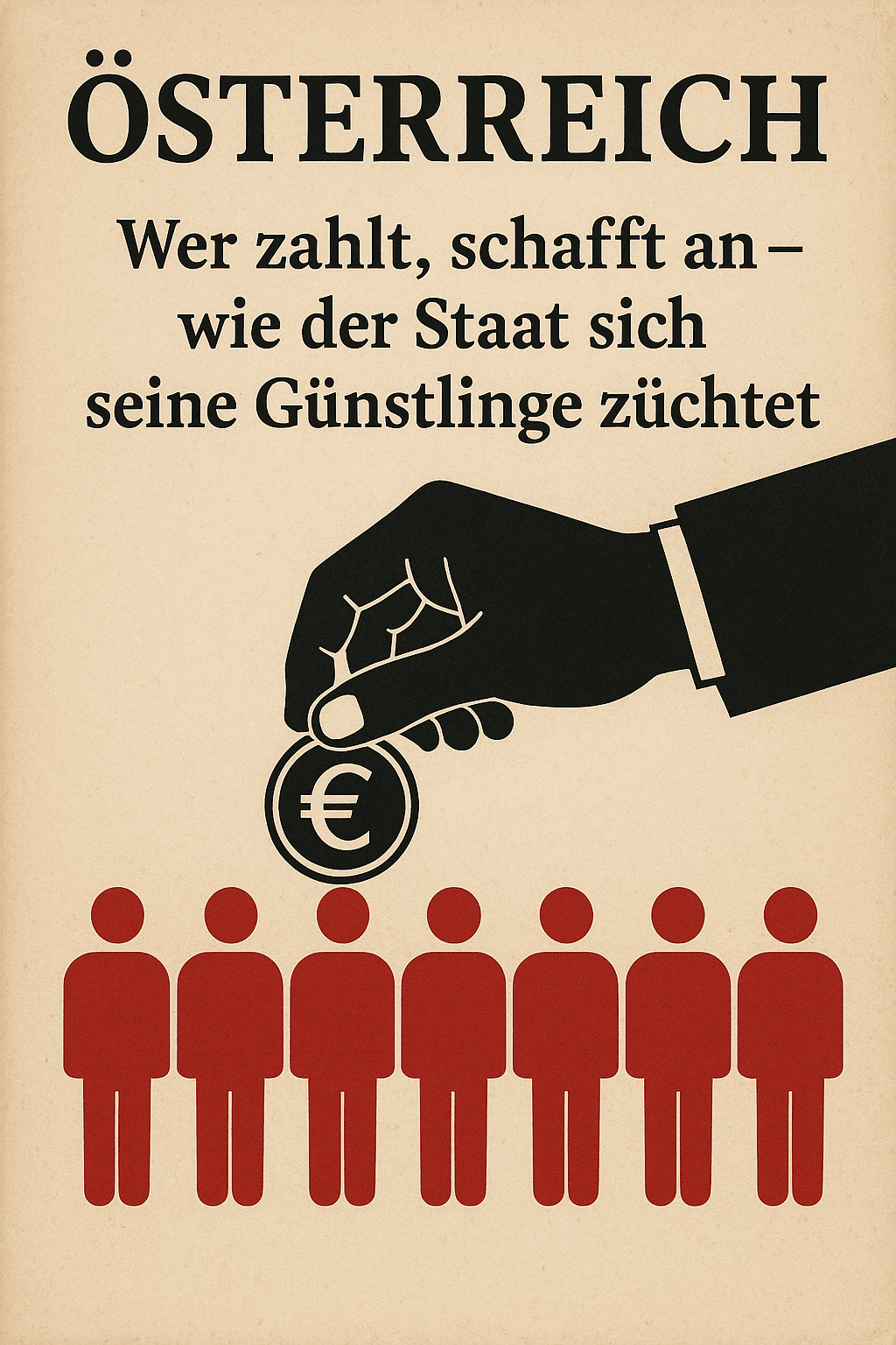 Tischtennis Leonding | Stille Loyalität in Österreich: Wie staatliche Abhängigkeit Kritik und Freiheit erdrückt Österreich Propaganda Poster: Staat verteilt Euro-Geld an Bevölkerungsgruppe, Kritik an Staatsausgaben.