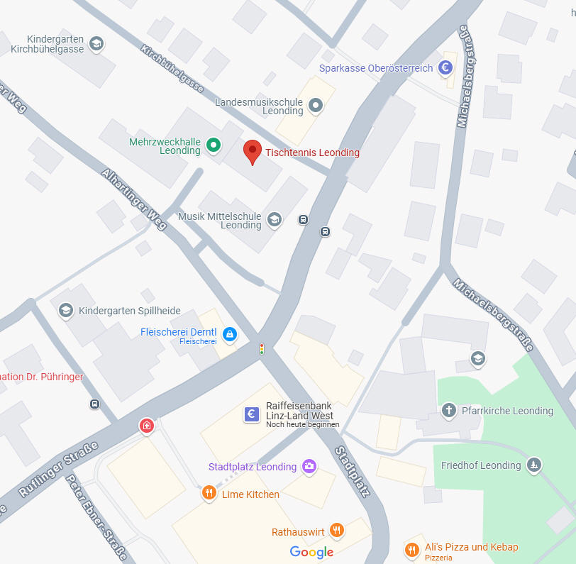 Freizeit und Aktivitäten in Leonding: Kultur, Sport, Natur und Tipps für Besucher Stadtplan Leonding: zentrale Straßen, Bildungseinrichtungen, Banken, Gastronomie und kulturelle Sehenswürdigkeiten.