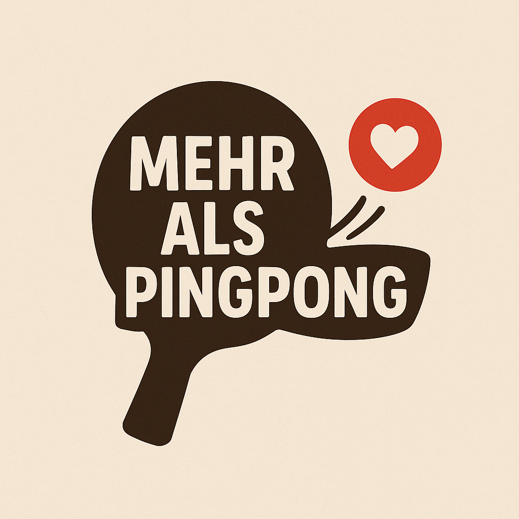 Tischtennis Mit Herz Mehr Als Nur Pingpong Tischtennisschläger mit Herz und Schriftzug Mehr als Pingpong auf beigem Hintergrund.