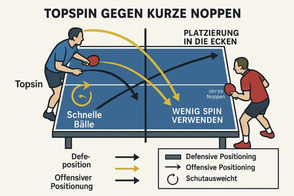 Spielstrategie gegen kurze Noppen im Tischtennis