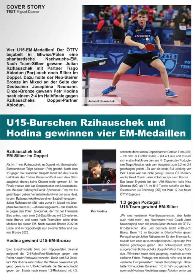 Europatischtennis: Erfolge im österreichischen Nachwuchs Europatischtennis: Erfolge im österreichischen Nachwuchs