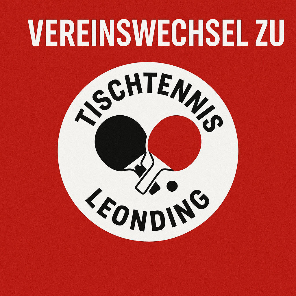 Überzeugende Argumente für einen Vereinswechsel zu TT Leonding Vereinswechsel zu Tischtennis Leonding: Rote und schwarze Schläger auf weißem Hintergrund.
